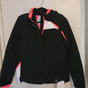 NWT, Women's Spyder jacket, Black and Hot Pink, Size 14.
